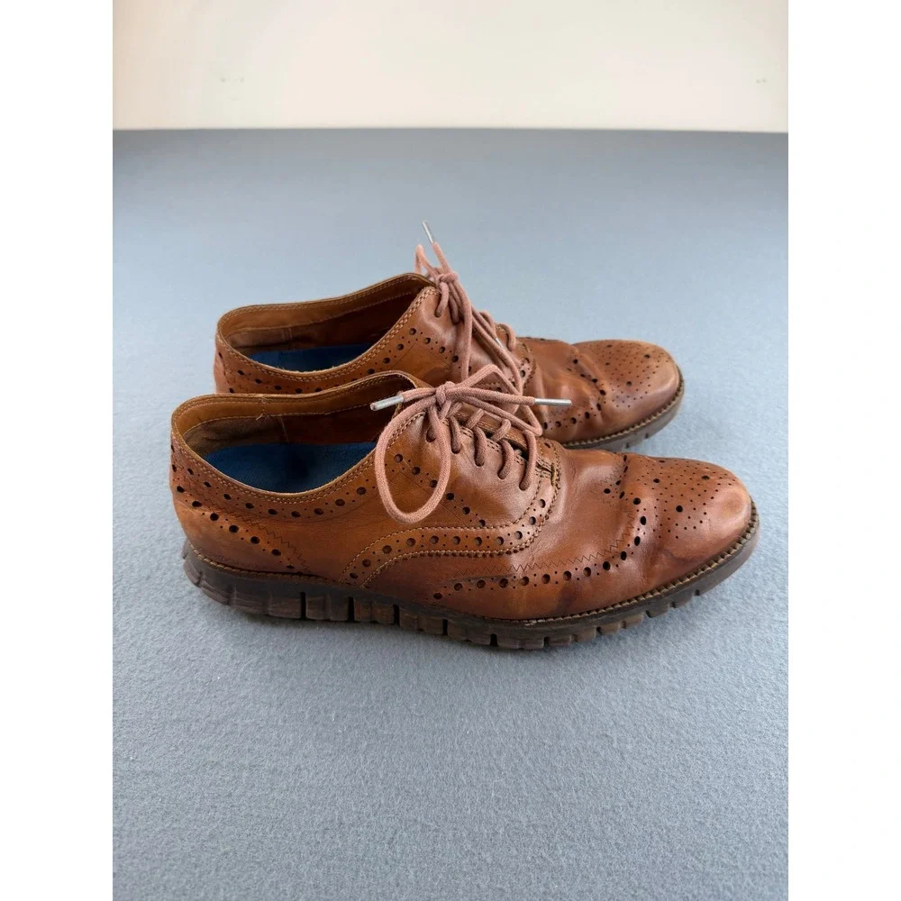 Cole Haan Zerogrand Wingtip Oxford Mens 10M Brown Leather Brogue C29411